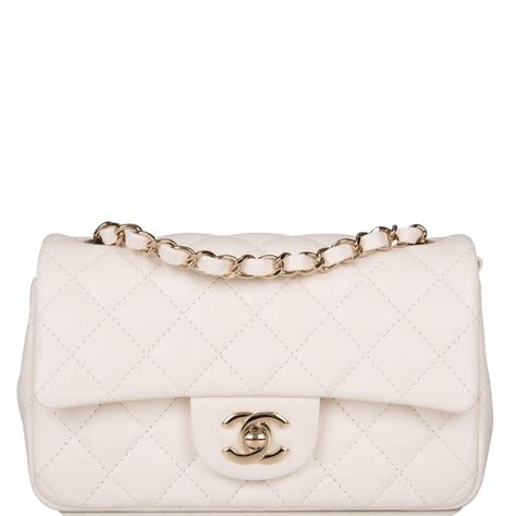 chanel white quilted lambskin leather mini flap bag